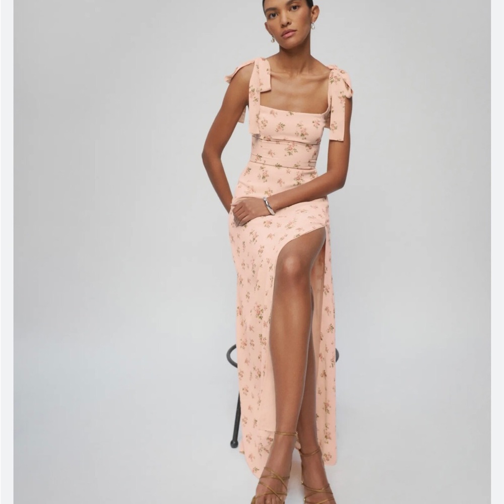 NWT Reformation Westerly Dress Audrey Pink Floral Formal Dress Long